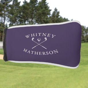 Couvre-club De Golf Noms personnalisés simples clubs de golf violets e