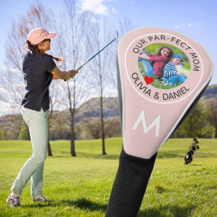 Couvre-club De Golf NOTRE MOM PAR FAIT Monogramme photo rose