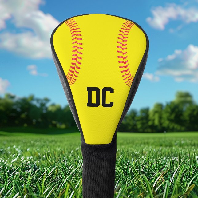 Couvre-club De Golf Numéro ou lettres de softball Fastpitch personnali (Personalized softball themed golf driver head cover with custom text.)