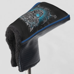 Couvre-club De Golf Odin avec corbeaux et épées Viking Mythologie bleu
