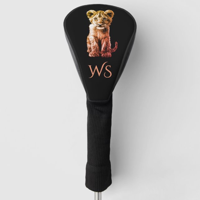 Couvre-club De Golf Oh Baby Big Cat Cub Monogramme noir (Devant)