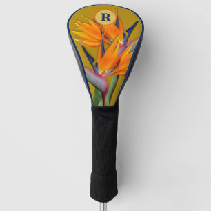Couvre-club De Golf Oiseau de fleurs paradisiaques Initiale personnali