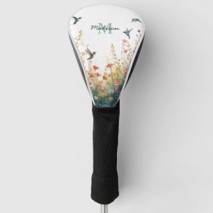 Couvre-club De Golf Oiseaux aquarelle de printemps Monogramme floral F