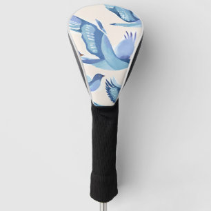 Couvre-club De Golf Oiseaux bleus volants Aquarelle moderne