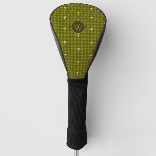 Couvre-club De Golf Olive with Green Accent Houndstooth Driver Cover (Devant)