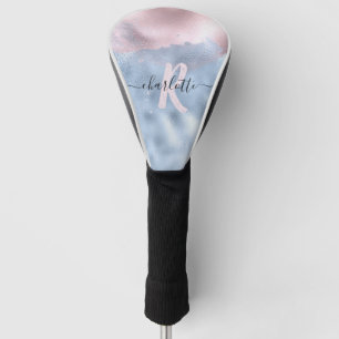 Couvre-club De Golf Ombre Monogram Shimmery Rose Gold et Baby Blue