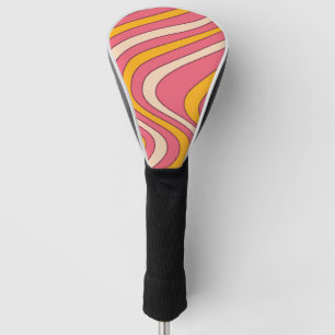 Couvre-club De Golf Ondes de style rétro rose et orange