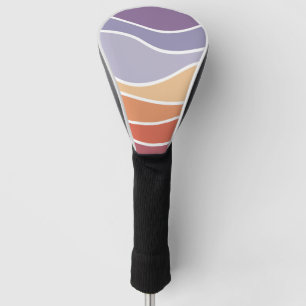 Couvre-club De Golf Ondes de style rétro violet et orange