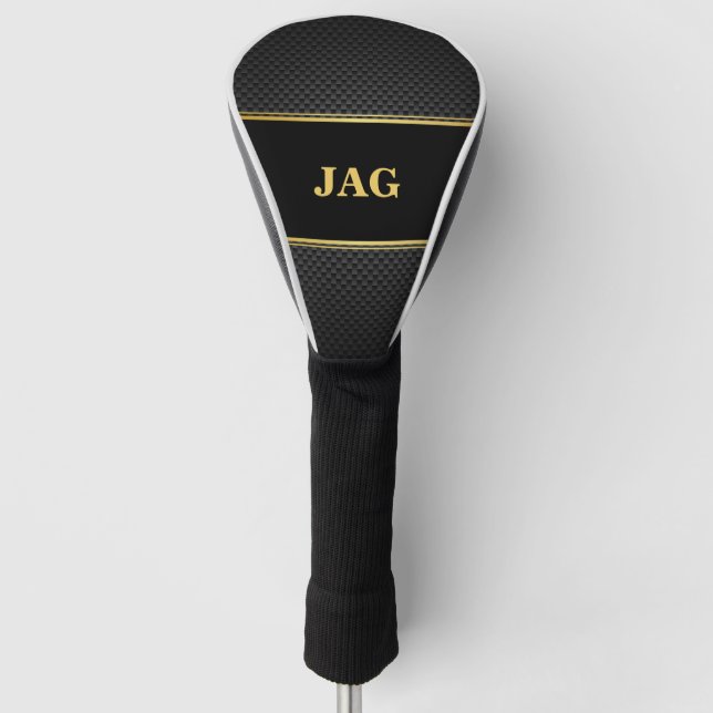 Couvre-club De Golf Or Noir Aspect Carbone Monogrammé (Devant)