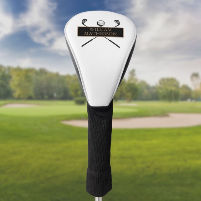 Couvre-club De Golf Or personnalisé et noir élégant moderne (Créateur téléchargé)