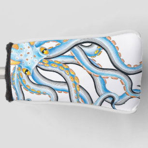 Couvre-club De Golf Orange bleu octopus funky