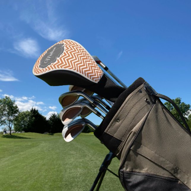Couvre-club De Golf Orange Chevron Personnalisé Tête de Golf Couvertur (Orange Chevron Personalized Golf Head Cover)