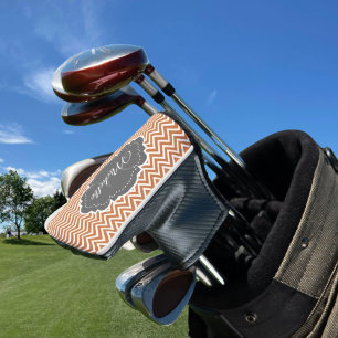 Couvre-club De Golf Orange Chevron Personnalisé Tête de Golf Couvertur