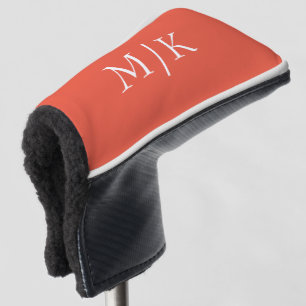 Couvre-club De Golf Orange et blanc Monogramme moderne