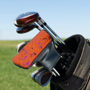 Couvre-club De Golf Orange, jaune, Purple and Black Abstract