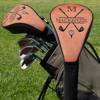Couvre-club De Golf Orange Monogram Initial Name 