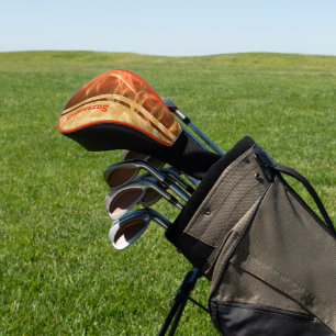 Couvre-club De Golf Orange Streaks Champagne Bubbles Nom personnalisé