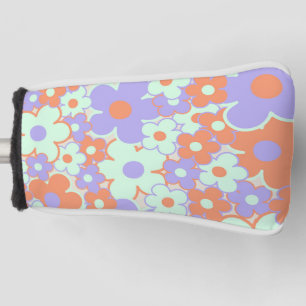 Couvre-club De Golf Orange violet bleu rétro Y2K les années 70 Fleur M