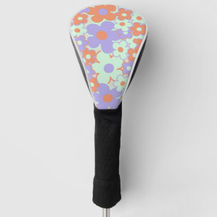 Couvre-club De Golf Orange violet bleu rétro Y2K les années 70 Fleur M