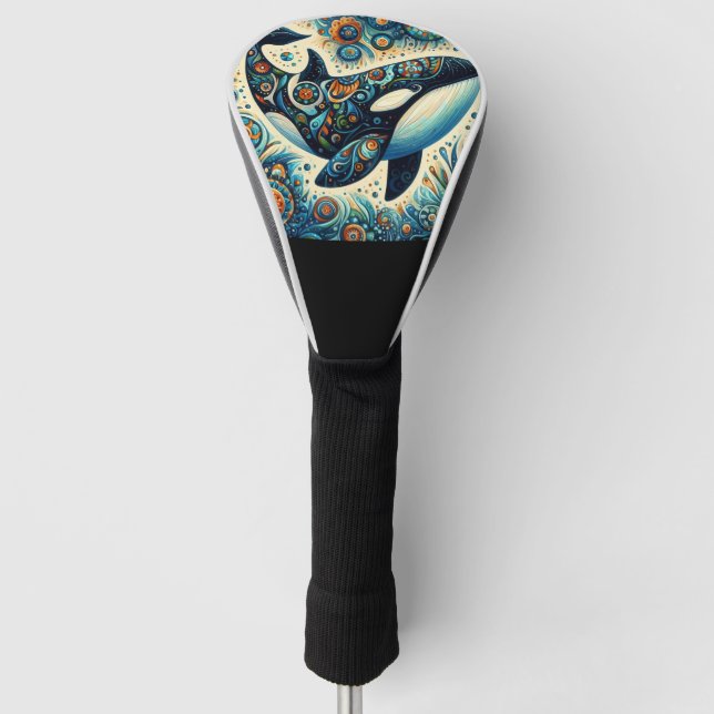 Couvre-club De Golf Orca Killer Whale Floral Whimsical Plage nautique (Devant)