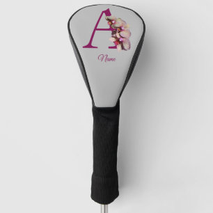 Couvre-club De Golf Orchidée Élégant Monogramme Initiale A Personnalis
