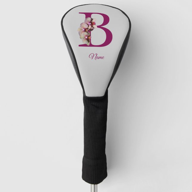 Couvre-club De Golf Orchidée Élégant Monogramme Initiale B Personnalis (Devant)
