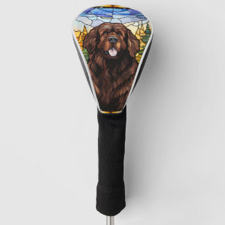 Couvre-club De Golf Ornement Brown en verre de chien de Terre-Neuve