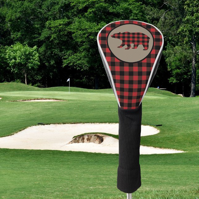 Couvre-club De Golf Ours Plaid Noir Rouge (Créateur téléchargé)