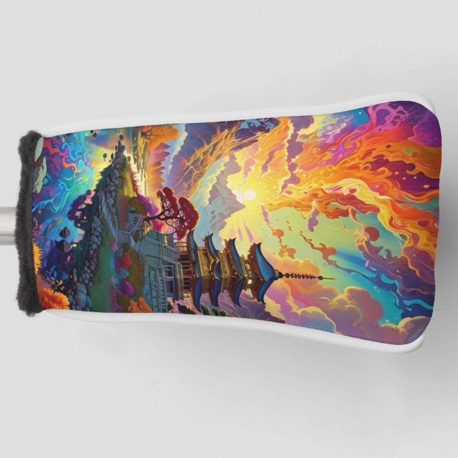 Couvre-club De Golf Pagode et paysage coloré (Devant)