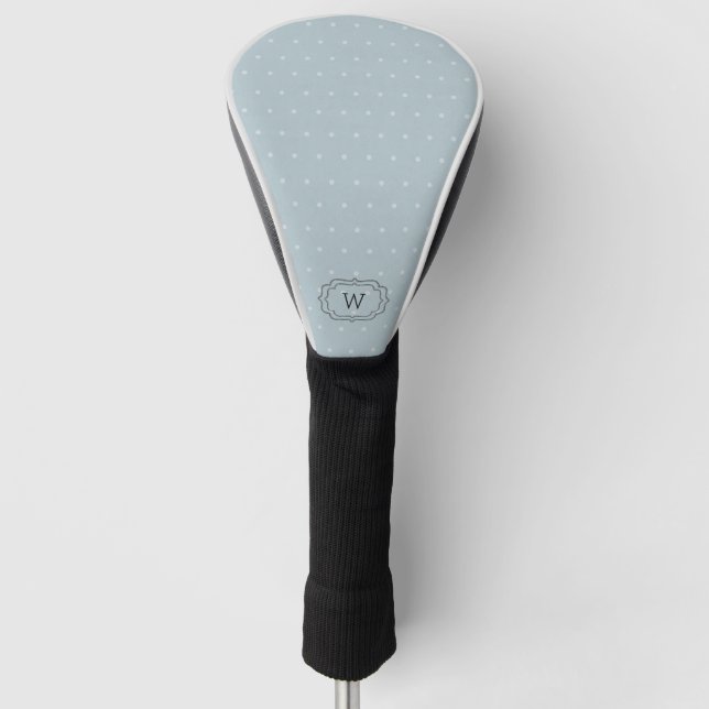 Couvre-club De Golf Pale Blue Polka Dot Monogramme (Devant)