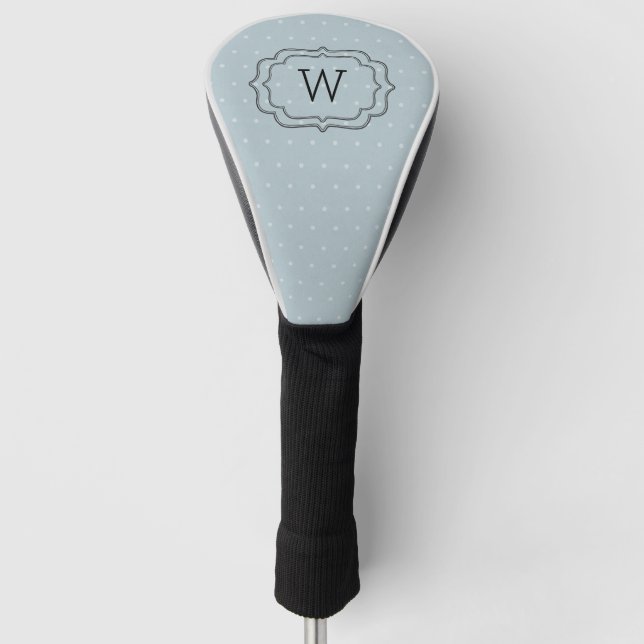 Couvre-club De Golf Pale Blue Polka Point Monogramme (Devant)