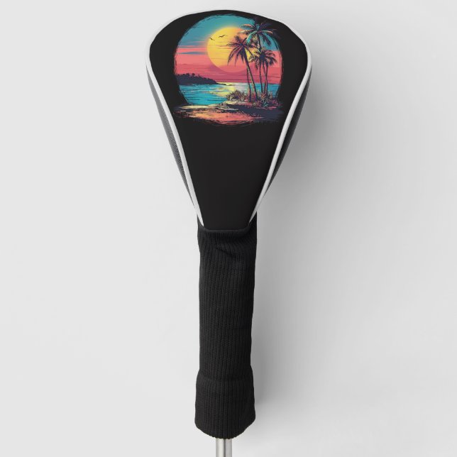 Couvre-club De Golf Palmiers et plage (Devant)
