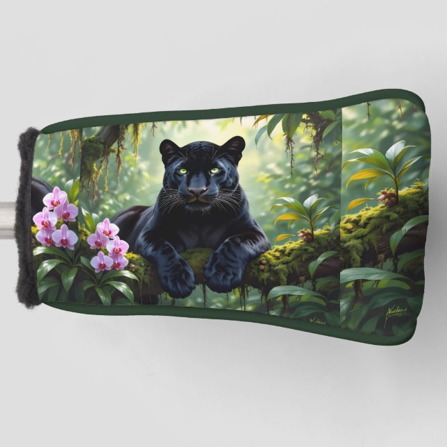 Couvre-club De Golf Panthère noire dans la jungle (Devant)