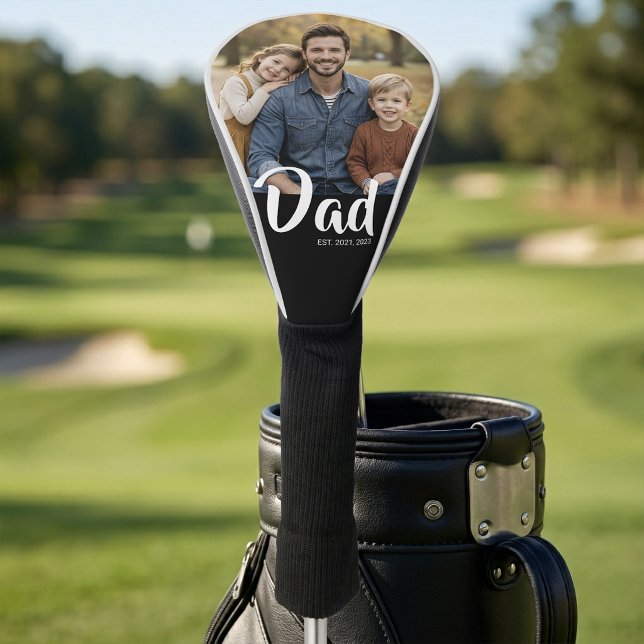 Couvre-club De Golf Papa a établi une photo de script moderne (Dad Established Modern Script Photo Golf Head Cover)