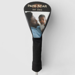 Couvre-club De Golf Papa Ours Père Année Fondée Photo Noir