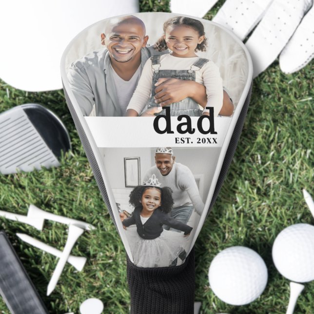 Couvre-club De Golf Papa Photo Noir Blanc (Dad Photo Collage Father Golf Head Cover )