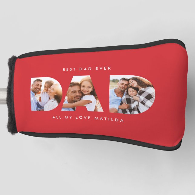 Couvre-club De Golf Papa photo typographie moderne cadeau enfant (Devant)