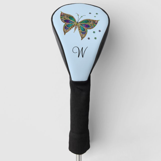 Couvre-club De Golf Papillon de mosaïque bleu (Devant)