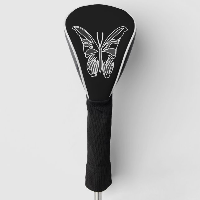 Couvre-club De Golf Papillon noir et blanc Luna Moth (Devant)