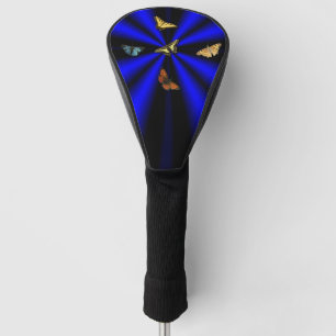 Couvre-club De Golf Papillon sur arc-en-ciel noir et bleu