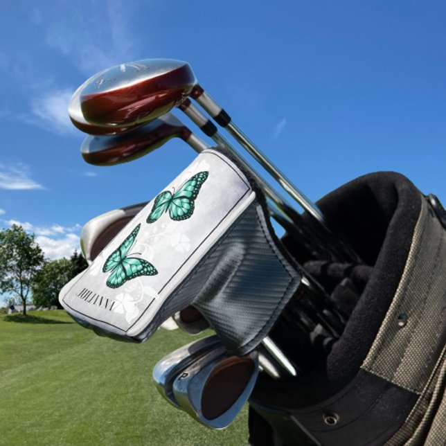 Couvre-club De Golf Papillon turquoise Floral Golf Head Cover (Teal Butterfly Floral Personalized Golf Head Cover)