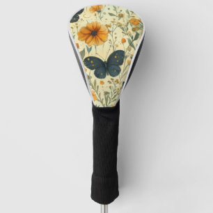 Couvre-club De Golf Papillon Vintage Fleur Sauvage (5)