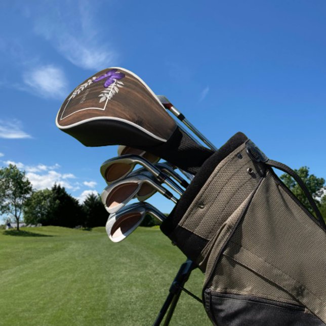 Couvre-club De Golf Papillon violet rustique couverture de tête de gol (Rustic Purple Butterfly Personalized Golf Head Cover)
