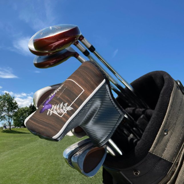 Couvre-club De Golf Papillon violet rustique couverture de tête de gol (Rustic Purple Butterfly Personalized Golf Head Cover)