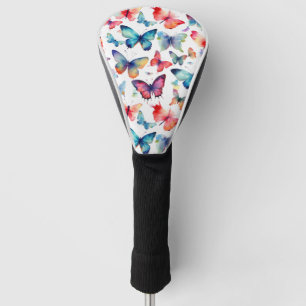 Couvre-club De Golf Papillons à l'aquarelle motif coloré
