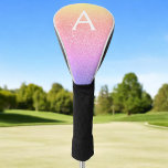 Couvre-club De Golf Parties scintillant arc-en-ciel et nom du monogram<br><div class="desc">Gold moderne,  violet et rose Ombre Pastel Rainnow Faux Parties scintillant et Sparkle Elegant Girl's Golf Driver Head Cover. Cette couverture de tête de conducteur de golf peut être customisée pour inclure votre nom initial et prénom. Veuillez contacter le concepteur pour les articles correspondants.</div>
