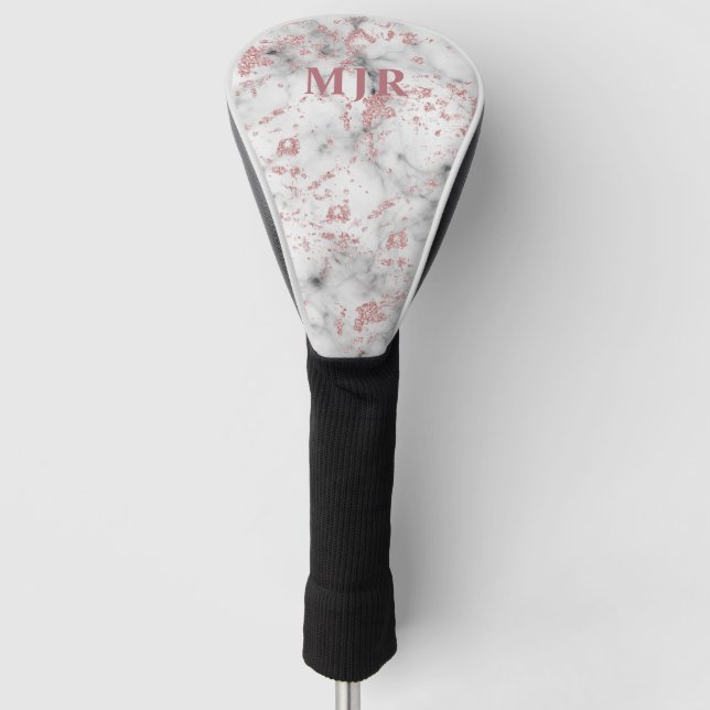 Couvre-club De Golf Parties scintillant Rose or marbre | Monogramme pe (Devant)