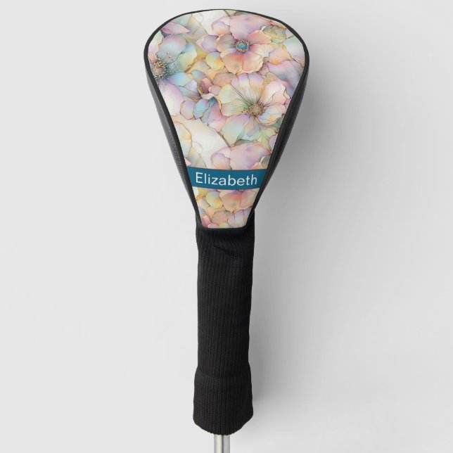 Couvre-club De Golf Pastel Alcohol Ink Floral Personalized (Devant)