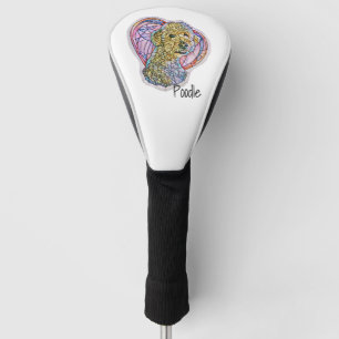 Couvre-club De Golf Pastel Blanc Poodle Vitrail Chien en Verre avec Co