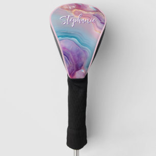 Couvre-club De Golf Pastel Purple Blue Rose Agate